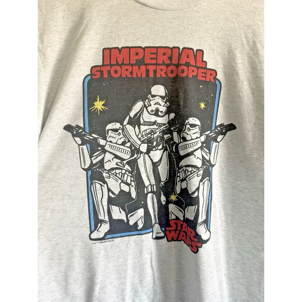 Star Wars Stormtrooper Homage T Shirt Men's Single Stitch Sleeves Gray Med NWOT